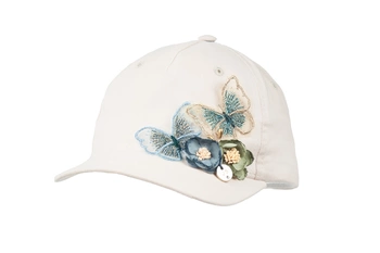 Jamiks NASTIA czapka z daszkiem dla dziewczynki kwiaty beżowa 