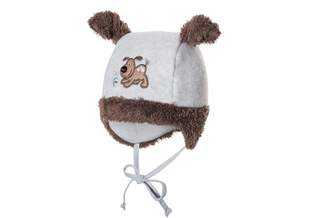 
                    BROEL Kid czapka + chusta na zimę zwierzaki piesek szara
                