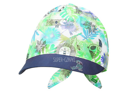 
                    BROEL Fiji czapka chustka na lato wiązana niebieska dżungla
                