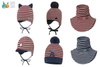 
                    BROEL Denmark czapka na zimę wiązana dla chłopca bordo-beż
                