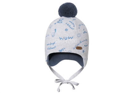 
                    BROEL Lenon czapka na zimę wiązana dla chłopca szary-jeans
                