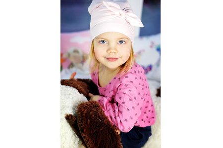 
                    BROEL Martita czapka dla dziewczynki kokarda różowa
                