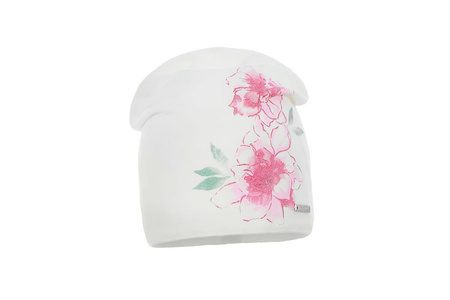 Pupill Esme czapka dla dziewczynki wiskoza kwiaty ecru